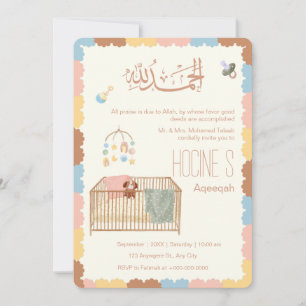 Cute Pastel Islamitische Aqeeqah Baby Aankondiging