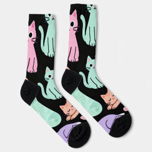 Cute Pastel Katten Crew Soks – Kitty Sokken