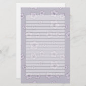 Cute Pastel Lavender Silver Cherry Blossom Pattern Briefpapier (Voorkant / Achterkant)