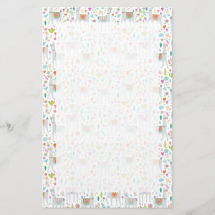 Cute Pastel Llama Pattern Briefpapier