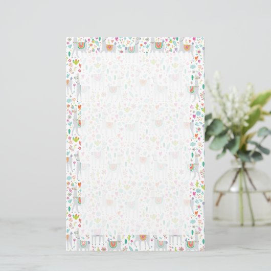 Cute Pastel Llama Pattern Briefpapier (Staand voorkant)