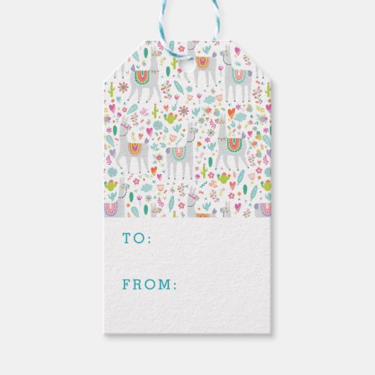 Cute Pastel Llama Pattern Cadeaulabel (Voorkant)