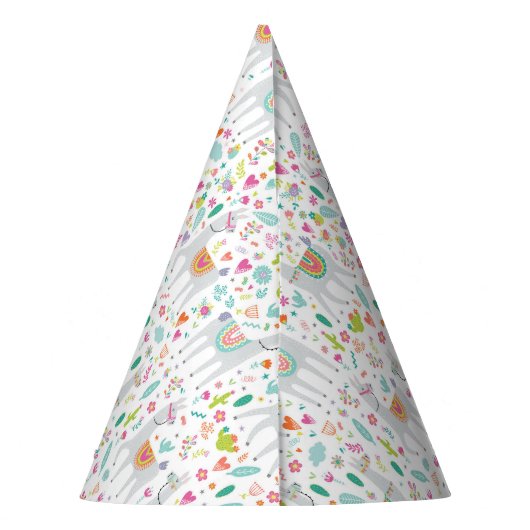Cute Pastel Llama Pattern Feesthoedjes (Achterkant)