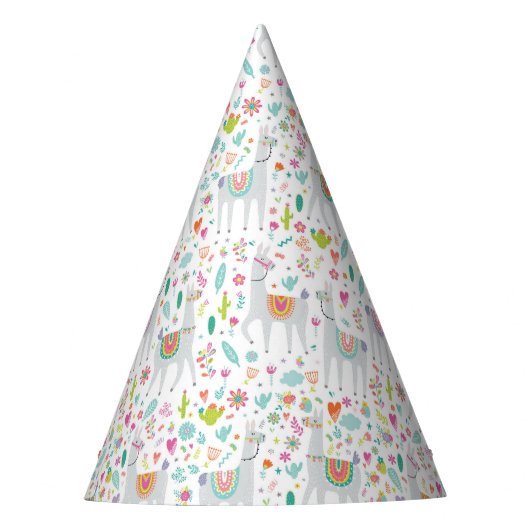 Cute Pastel Llama Pattern Feesthoedjes (Voorkant)