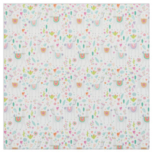 Cute Pastel Llama Pattern Stof