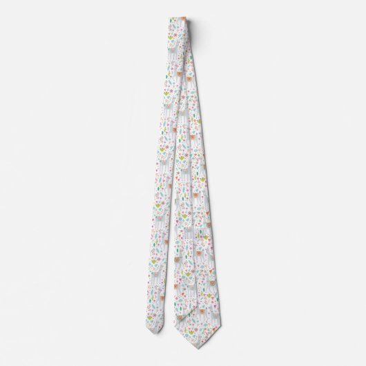 Cute Pastel Llama Pattern Stropdas (Achterkant)