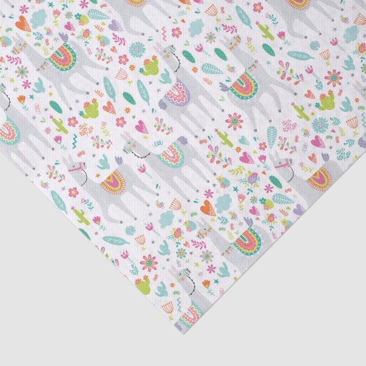 Cute Pastel Llama Pattern Tissuepapier (Detail)