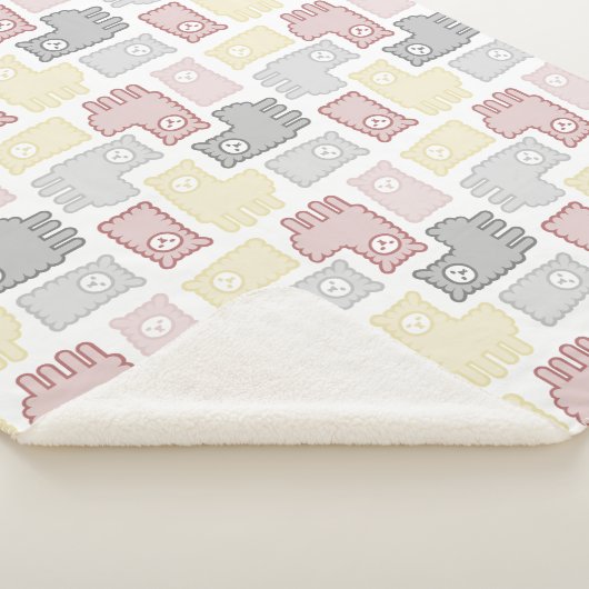 Cute Pastel Llama Puzzle Pattern Sherpa Deken (3/4)