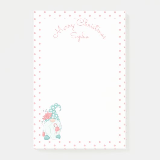 Cute Pastel Merry Kerstry Gepersonaliseerd Name Gn Post-it® Notes (Voorkant)