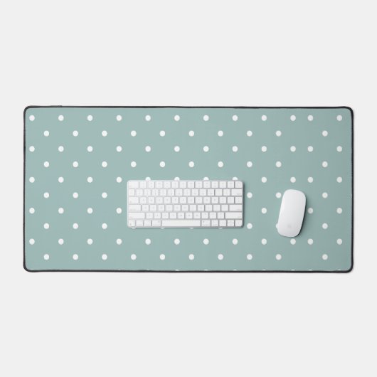 Cute Pastel Mint Green With White Polka Dot Spots Bureaumat (Keyboard & Muis)