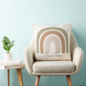 Cute pastel monogrammed regenboogroze scriptnaam kussen (Stoel)