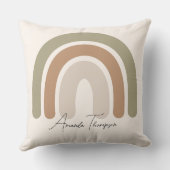 Cute pastel monogrammed regenboogroze scriptnaam kussen (Achterkant)