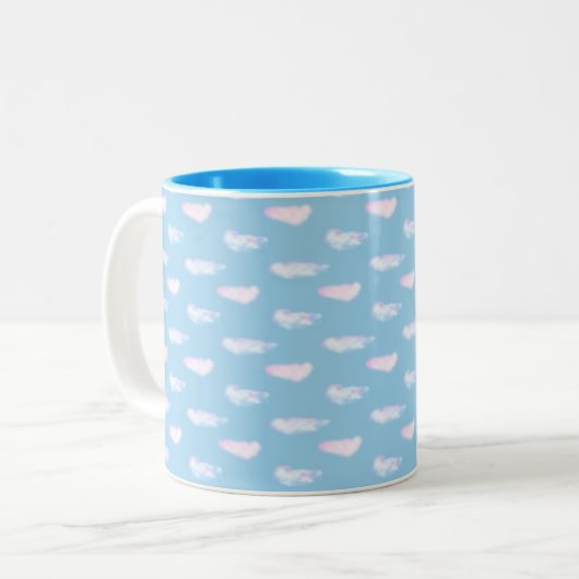 Cute Pastel Nuages Deux Tons De Mug De Café (Devant gauche)