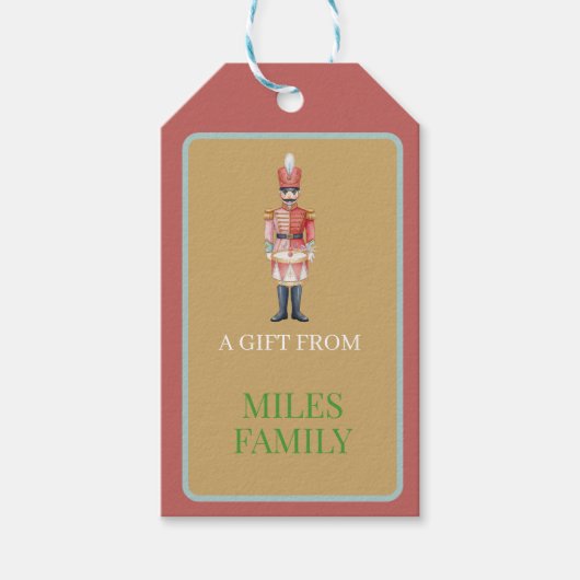 Cute Pastel Nutcracker Christmas  Ornament  Cadeaulabel (Voorkant)