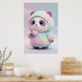 Cute Pastel Panda Hoodie | Kawaii Panda Art Poster (Cuisine)