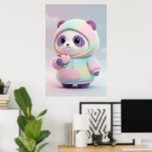 Cute Pastel Panda Hoodie | Kawaii Panda Art Poster (Bureau à domicile)