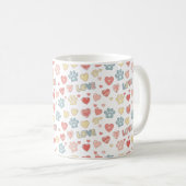 Cute Pastel Paw Prints and Hearts "LOVE" Pattern  Koffiemok (Voorkant rechts)