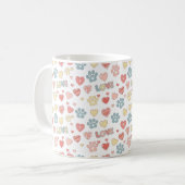 Cute Pastel Paw Prints and Hearts "LOVE" Pattern  Koffiemok (Voorkant links)