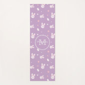 Cute Pastel Pink Bunny Rabbit Pattern Monogram Yogamat (Voorkant)