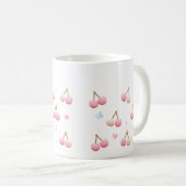 Cute Pastel Pink Cherry Pattern Coffee Mug (Devant droit)