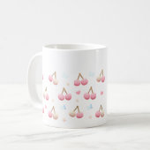 Cute Pastel Pink Cherry Pattern Coffee Mug (Devant gauche)