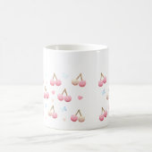 Cute Pastel Pink Cherry Pattern Coffee Mug (Centre)