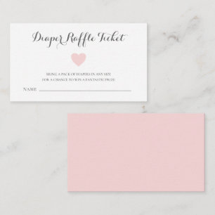 Cute Pastel Pink Heart Girl Diaper Raffle Ticket Informatiekaartje