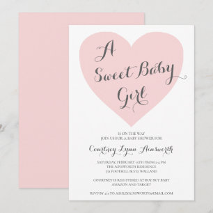 Cute Pastel Pink Heart Sweet Baby Girl Baby shower Kaart