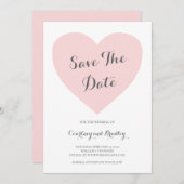 Cute Pastel Pink Heart Typography Wedding Save The Date (Voorkant / Achterkant)