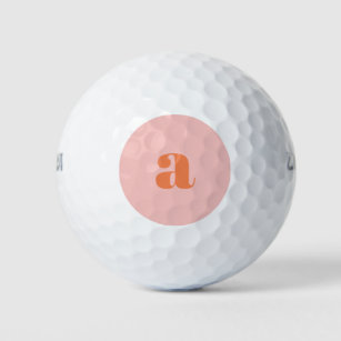Cute Pastel Pink Oranje Monogram Retro Lettering Golfballen