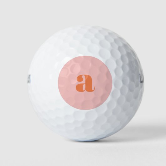 Cute Pastel Pink Oranje Monogram Retro Lettering Golfballen (Voorkant)