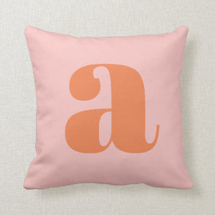 Cute Pastel Pink Oranje Monogram Retro Lettering Kussen