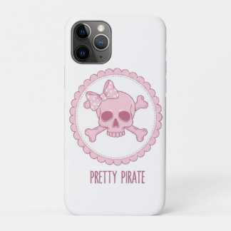 Cute Pastel Pink Skull with Bow and Crossbones Des iPhone 11 Pro Hoesje