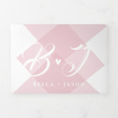 Cute Pastel Pink White Script Multi Photo Wedding Drieluik Uitnodiging (Cover)