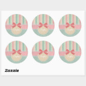 Cute Pastel Polka Dot & Stripes Design Ronde Sticker (Vel)