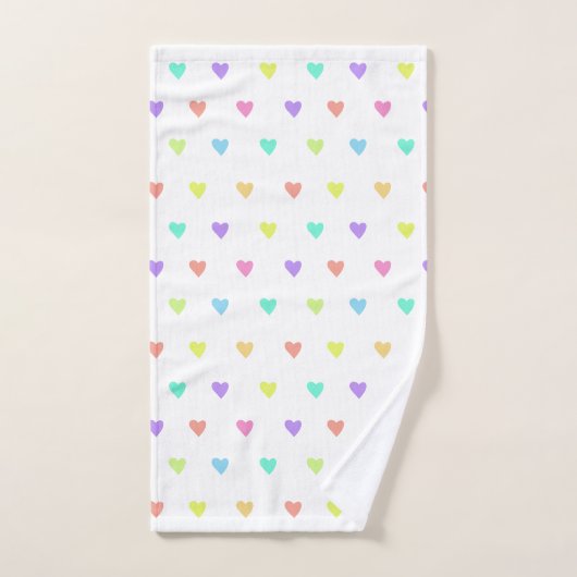 Cute Pastel Rainbow Hearts Pattern Bad Handdoek (Handdoek)