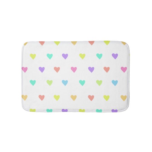 Cute Pastel Rainbow Hearts Pattern Badmat (Voorkant)