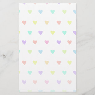 Cute Pastel Rainbow Hearts Pattern Briefpapier