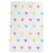 Cute Pastel Rainbow Hearts Pattern Medium Cadeauzakje (Achterkant)