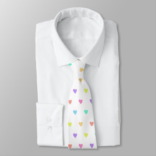 Cute Pastel Rainbow Hearts Pattern Stropdas (Gebonden)