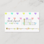 Cute Pastel Rainbow Hearts Pattern Visitekaartje (Achterkant)