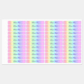 Cute Pastel Rainbow Iron On Purple Name Étiquettes (Feuille)