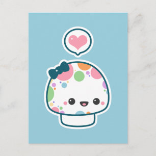 Cute Pastel Rainbow Polka gedopte paddenstoel Briefkaart