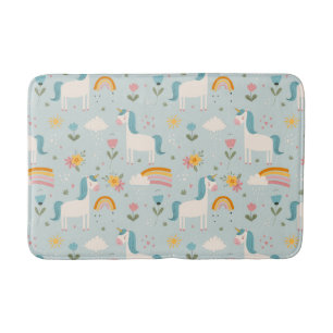 Cute pastel Rainbow Unicorn Pattern Badmat
