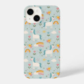 Cute pastel Rainbow Unicorn Pattern iPhone Hoesje (Achterkant)