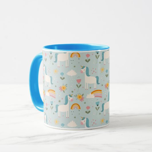 Cute pastel Rainbow Unicorn Pattern Mok (Voorkant links)