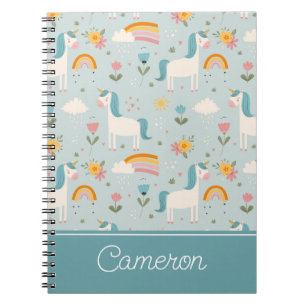 Cute pastel Rainbow Unicorn Pattern Notitieboek