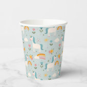 Cute pastel Rainbow Unicorn Pattern Papieren Bekers (Links)