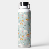 Cute pastel Rainbow Unicorn Pattern Waterfles (Achterkant)