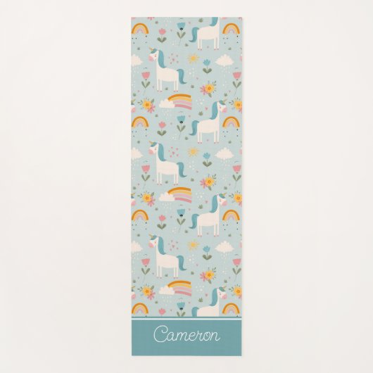 Cute pastel Rainbow Unicorn Pattern Yogamat (Voorkant)